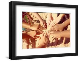 Multicultural Childrens Hands in a Circle. Instagram Effect-soupstock-Framed Photographic Print