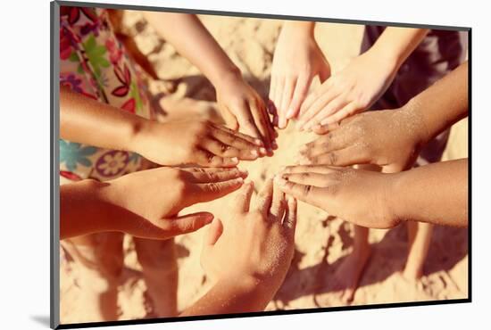 Multicultural Childrens Hands in a Circle. Instagram Effect-soupstock-Mounted Photographic Print