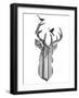 Multiple exposure of a Deer with Birds-eva_mask-Framed Art Print