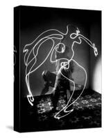 Multiple Exposure of Artist Pablo Picasso Using Flashlight to Make Light Drawing of a Figure-Gjon Mili-Stretched Canvas