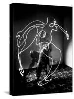 Multiple Exposure of Artist Pablo Picasso Using Flashlight to Make Light Drawing of a Figure-Gjon Mili-Stretched Canvas