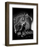 Multiple Exposure of Artist Pablo Picasso Using Flashlight to Make Light Drawing of a Figure-Gjon Mili-Framed Giclee Print