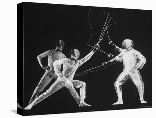 Multiple Exposure of New York University Fencing Champion Arthur Tauber Parrying with Sol Gorlin-Gjon Mili-Stretched Canvas