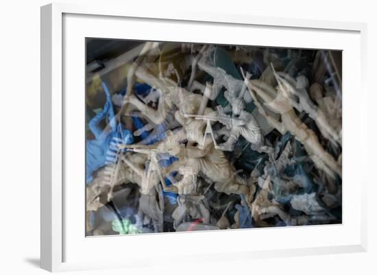 Multiple exposures of toy army men-null-Framed Photo