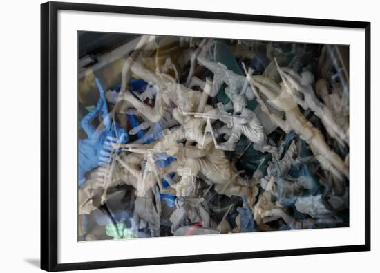 Multiple exposures of toy army men-null-Framed Photo