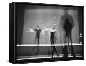 Multiple Image of Ballet Master George Balanchine Watching NYC Ballet Dancers Rehearse-Gjon Mili-Framed Stretched Canvas