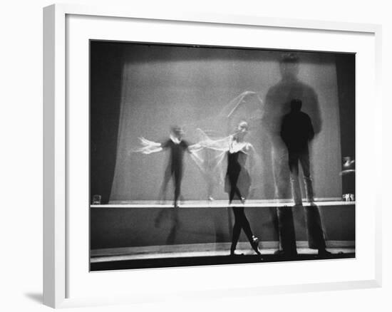 Multiple Image of Ballet Master George Balanchine Watching NYC Ballet Dancers Rehearse-Gjon Mili-Framed Premium Photographic Print