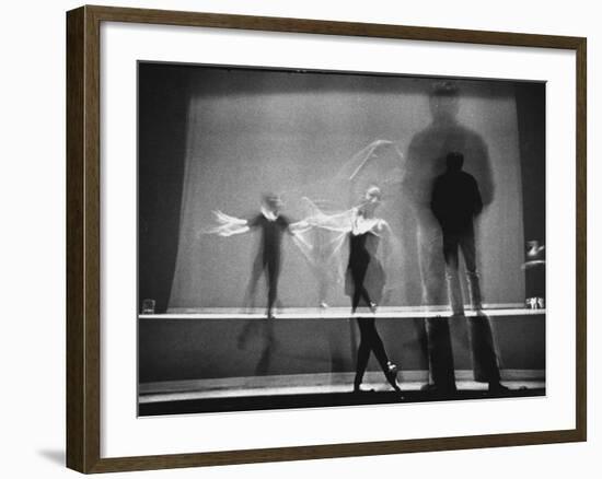 Multiple Image of Ballet Master George Balanchine Watching NYC Ballet Dancers Rehearse-Gjon Mili-Framed Premium Photographic Print