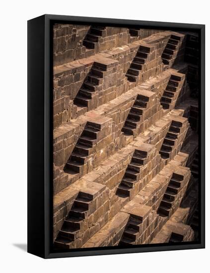 Multiple Stairs at the Chand Baori Stepwell-R.M. Nunes-Framed Stretched Canvas