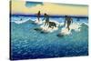 Multiple Surfers Catching Wave-null-Stretched Canvas