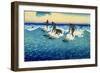 Multiple Surfers Catching Wave-null-Framed Art Print