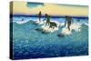 Multiple Surfers Catching Wave-null-Stretched Canvas