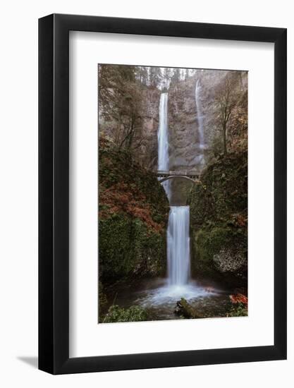 Multnomah Falls in fall color-Belinda Shi-Framed Photographic Print