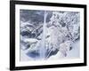 Multnomah Falls in Snow Covered Forest, Columbia Gorge National Scenics Area, Oregon, USA-Stuart Westmoreland-Framed Photographic Print