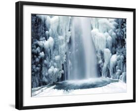 Multnomah Falls in Winter: Columbia Gorge, Oregon, USA-Michel Hersen-Framed Photographic Print