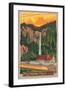 Multnomah Falls Lodge, Oregon-Lantern Press-Framed Art Print