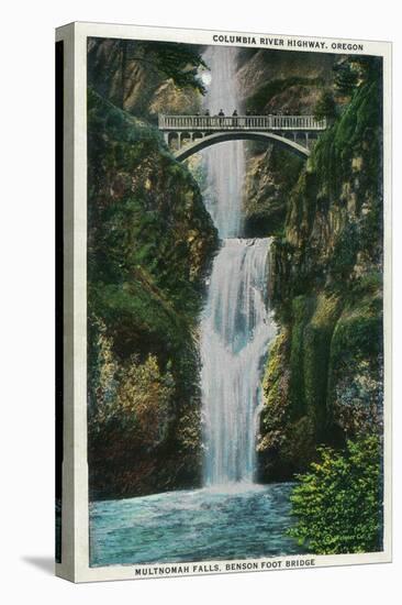 Multnomah Falls on Columbia River - Columbia River, OR-Lantern Press-Stretched Canvas