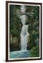 Multnomah Falls on Columbia River - Columbia River, OR-Lantern Press-Framed Art Print