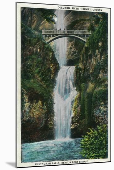 Multnomah Falls on Columbia River - Columbia River, OR-Lantern Press-Mounted Art Print