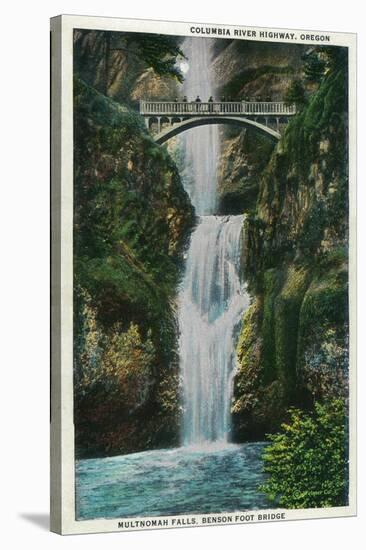 Multnomah Falls on Columbia River - Columbia River, OR-Lantern Press-Stretched Canvas