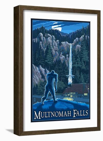 Multnomah Falls, Oregon - Bigfoot-Lantern Press-Framed Art Print