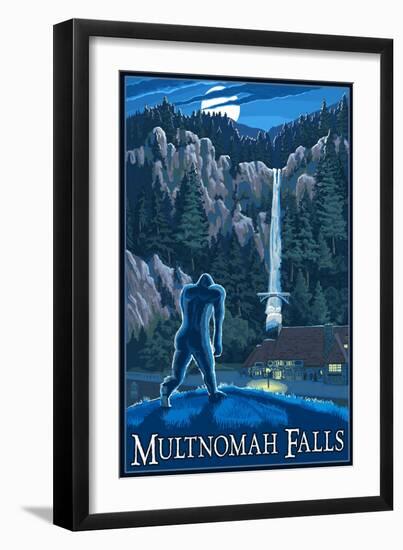 Multnomah Falls, Oregon - Bigfoot-Lantern Press-Framed Art Print