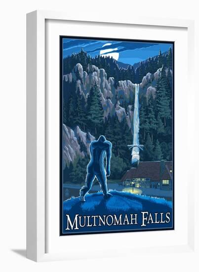 Multnomah Falls, Oregon - Bigfoot-Lantern Press-Framed Art Print