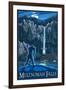 Multnomah Falls, Oregon - Bigfoot-Lantern Press-Framed Art Print