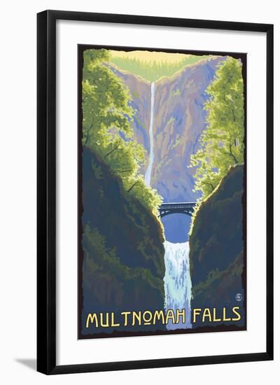 Multnomah Falls, Oregon - Maiden of the Falls-Lantern Press-Framed Art Print