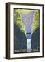 Multnomah Falls, Oregon - Maiden of the Falls-Lantern Press-Framed Art Print