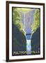 Multnomah Falls, Oregon - Maiden of the Falls-Lantern Press-Framed Art Print