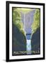 Multnomah Falls, Oregon - Maiden of the Falls-Lantern Press-Framed Art Print