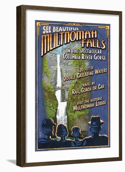 Multnomah Falls, Oregon-Lantern Press-Framed Art Print