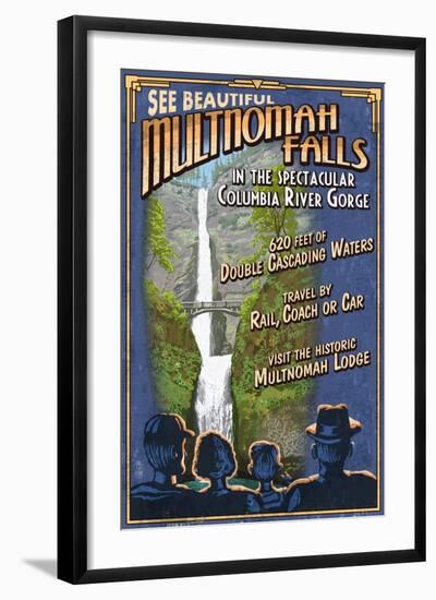 Multnomah Falls, Oregon-Lantern Press-Framed Art Print