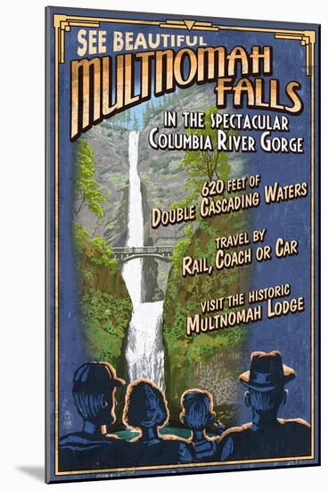 Multnomah Falls, Oregon-Lantern Press-Mounted Art Print