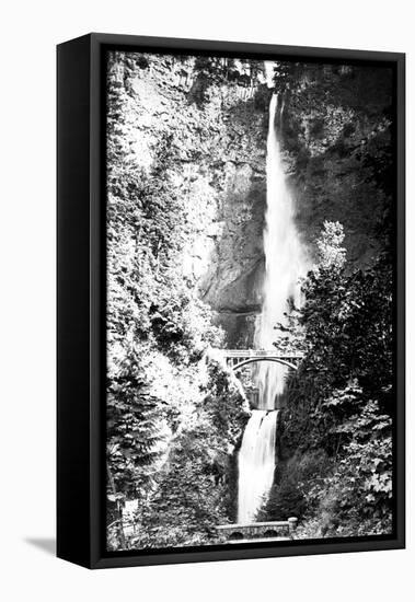 Multnomah Falls Photograph - Columbia River, OR-Lantern Press-Framed Stretched Canvas