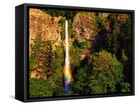 Multnomah Falls Rainbow-Steve Terrill-Framed Stretched Canvas