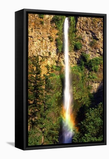 Multnomah Falls Rainbow-Steve Terrill-Framed Stretched Canvas