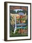 Multnomah Falls Signpost - Columbia Gorge, Oregon-Lantern Press-Framed Art Print