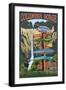 Multnomah Falls Signpost - Columbia Gorge, Oregon-Lantern Press-Framed Art Print