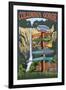 Multnomah Falls Signpost - Columbia Gorge, Oregon-Lantern Press-Framed Art Print