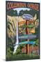 Multnomah Falls Signpost - Columbia Gorge, Oregon-Lantern Press-Mounted Art Print