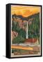 Multnomah Falls View with Train, c.2009-Lantern Press-Framed Stretched Canvas
