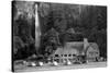 Multnomah Lodge and Falls Photograph - Columbia River, OR-Lantern Press-Stretched Canvas