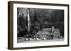 Multnomah Lodge and Falls Photograph - Columbia River, OR-Lantern Press-Framed Art Print