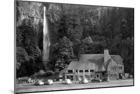 Multnomah Lodge and Falls Photograph - Columbia River, OR-Lantern Press-Mounted Art Print