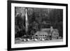 Multnomah Lodge and Falls Photograph - Columbia River, OR-Lantern Press-Framed Art Print