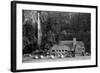 Multnomah Lodge and Falls Photograph - Columbia River, OR-Lantern Press-Framed Art Print