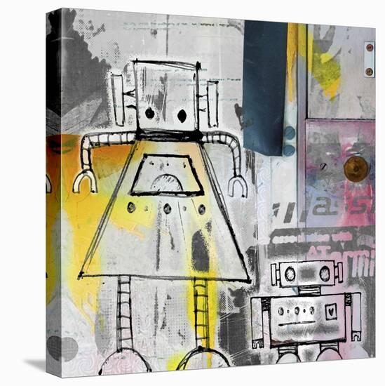 Mum and Son Robots-Roseanne Jones-Stretched Canvas