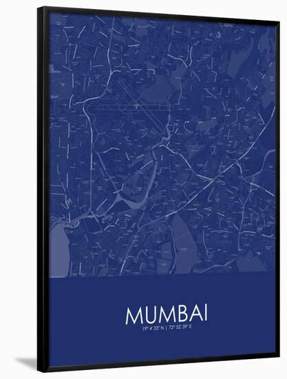 Mumbai, India Blue Map-null-Framed Poster